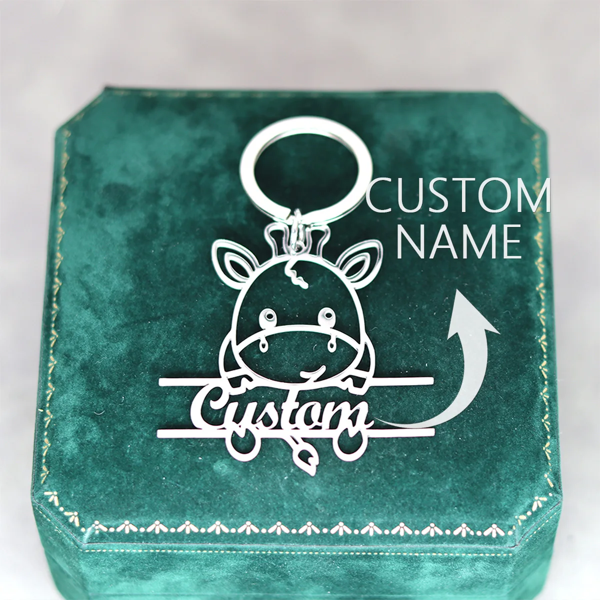 

Custom English Name Keychain Personalized Nameplate Keychain Cute Cartoon Animal Donkey Charm for Women and Girls