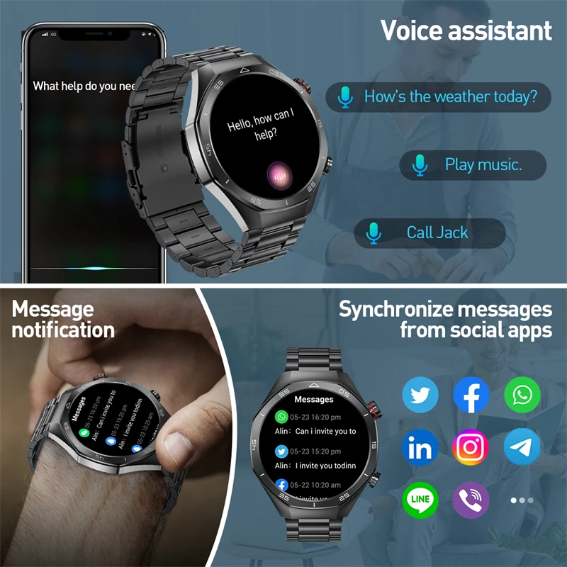 LIGE New Steel 1.52inch Bluetooth Call Smart Watch Men Sports Fitness Tracker Watches IP67 Waterproof Smartwatch for Android iOS