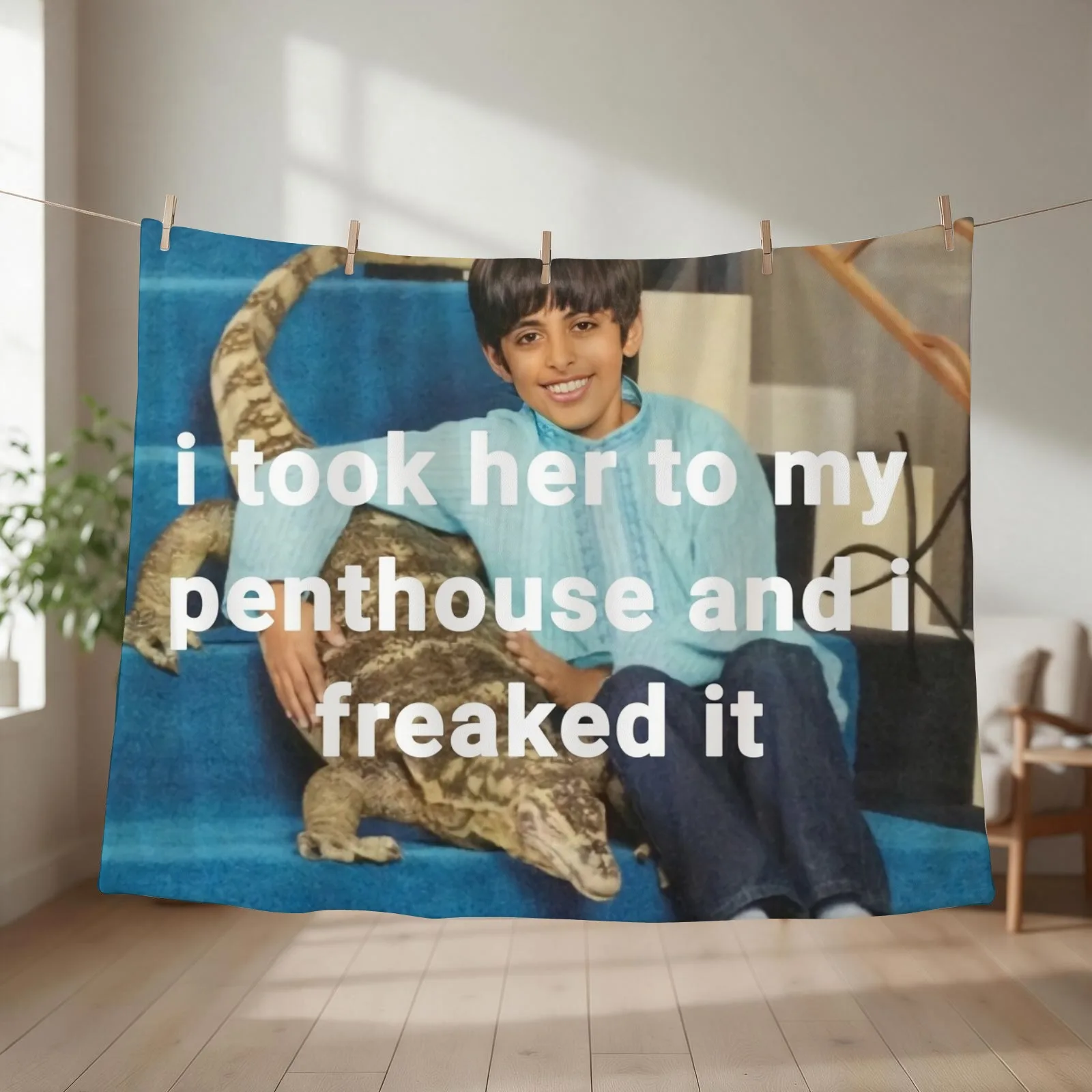 Ravi I Took Her To My Penthouse And I Freaked It Throw Blanket couch cozy soft plush fuzzy picnic outdoor blanket