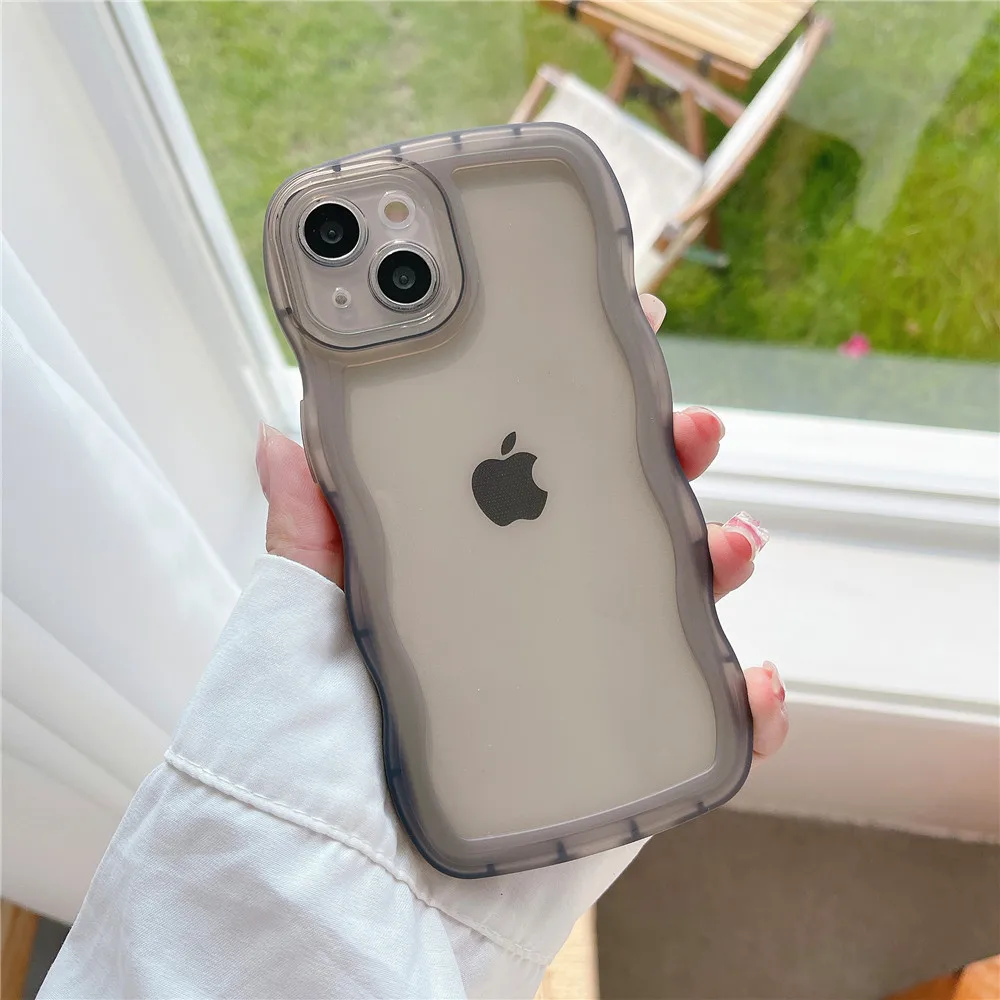 Clear Art Wavy Phone Case For iPhone 15 14 Pro Max X XR 7 8 Plus 13 Pro Max 11 Pro 12 Mini XS Max Silicon Soft Back Cover Capa