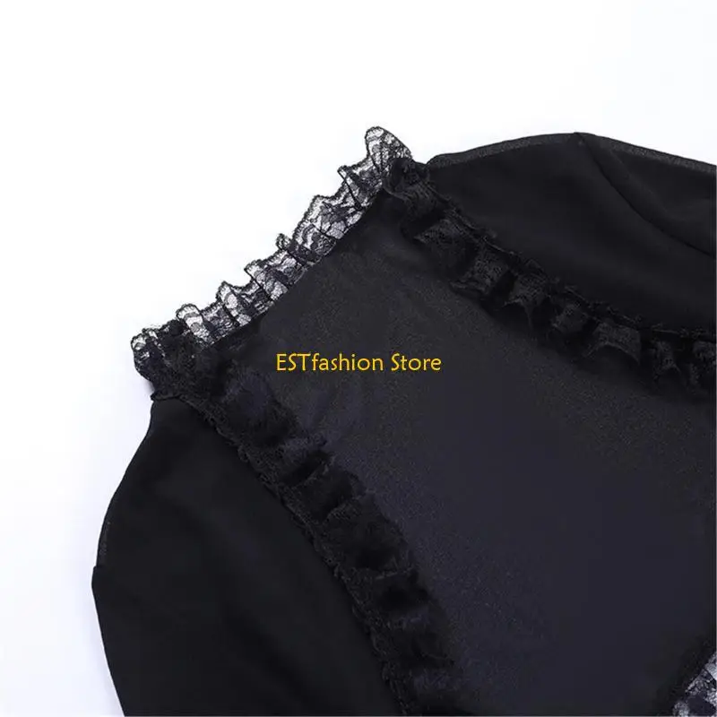 يتجاهل y5gc punk punk للنساء الفتيات القوطية شال القوطي أعلى الأكمام الطويلة