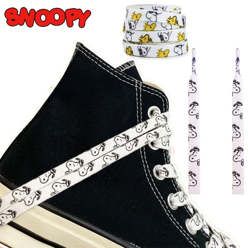 1Pair Snoopy Shoelaces Anime Thicken Laces for Sneakers Fabric Shoe Laces Flat Soft Shoestrings Lacet Shoelaces Accessories Gift