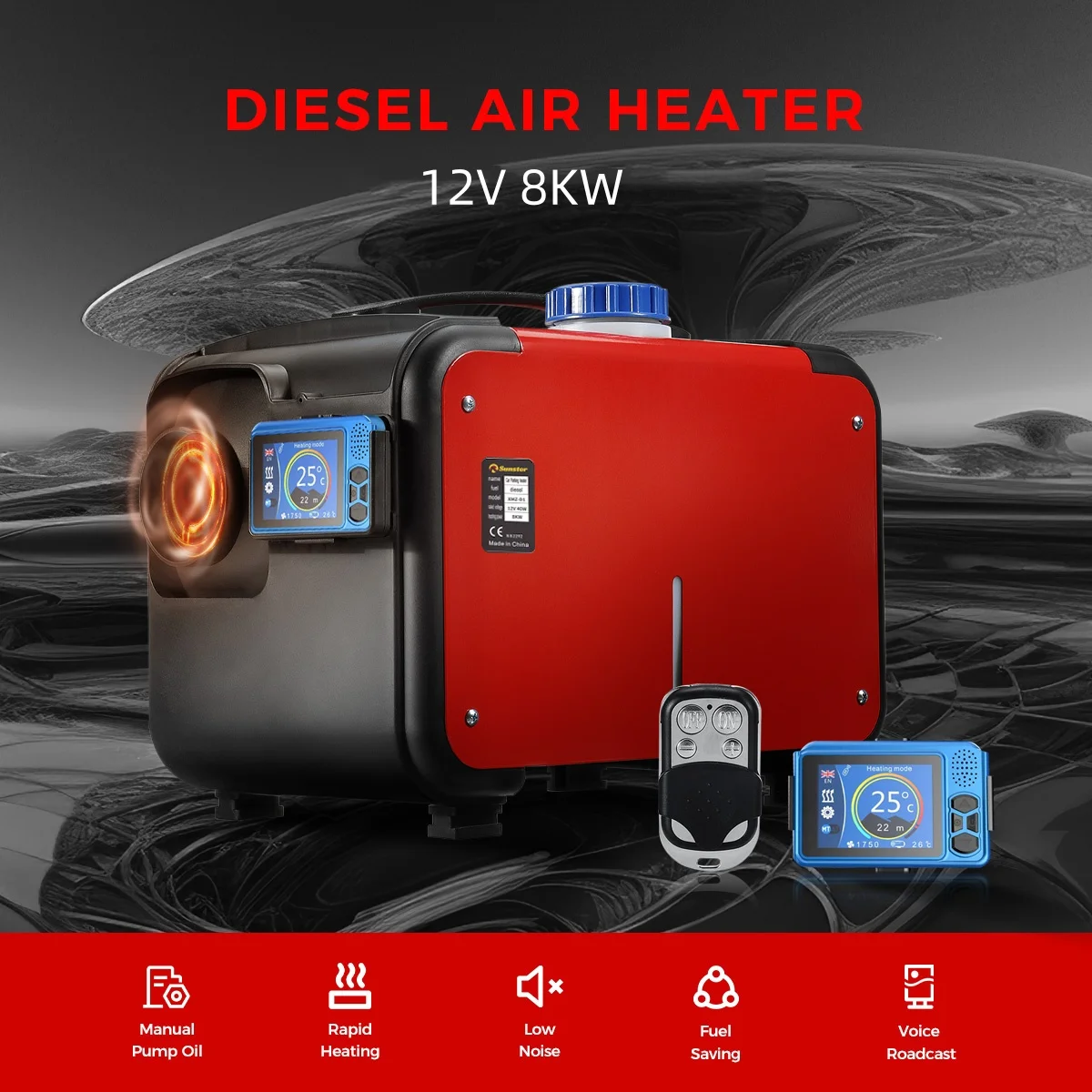 Sunster 8KW Diesel Air Heater All in One 12V Universal Car Parking Heater LCD  Remote Control  For Car Trailer Truck