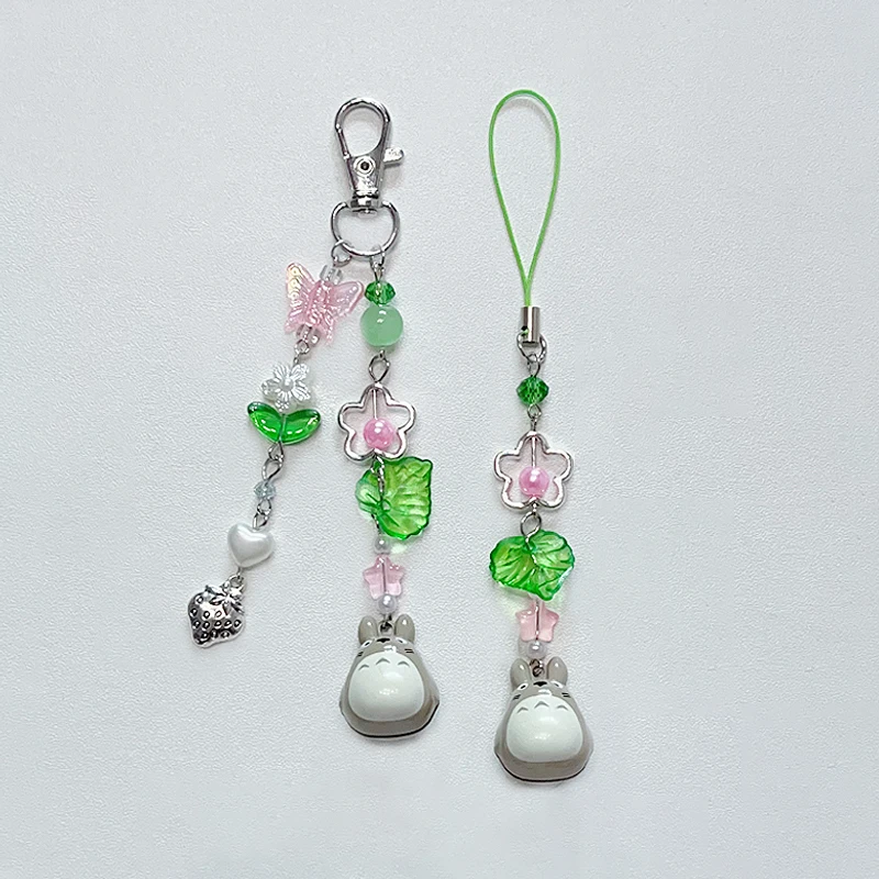 Handmade cat beaded phone charm y2k keychain