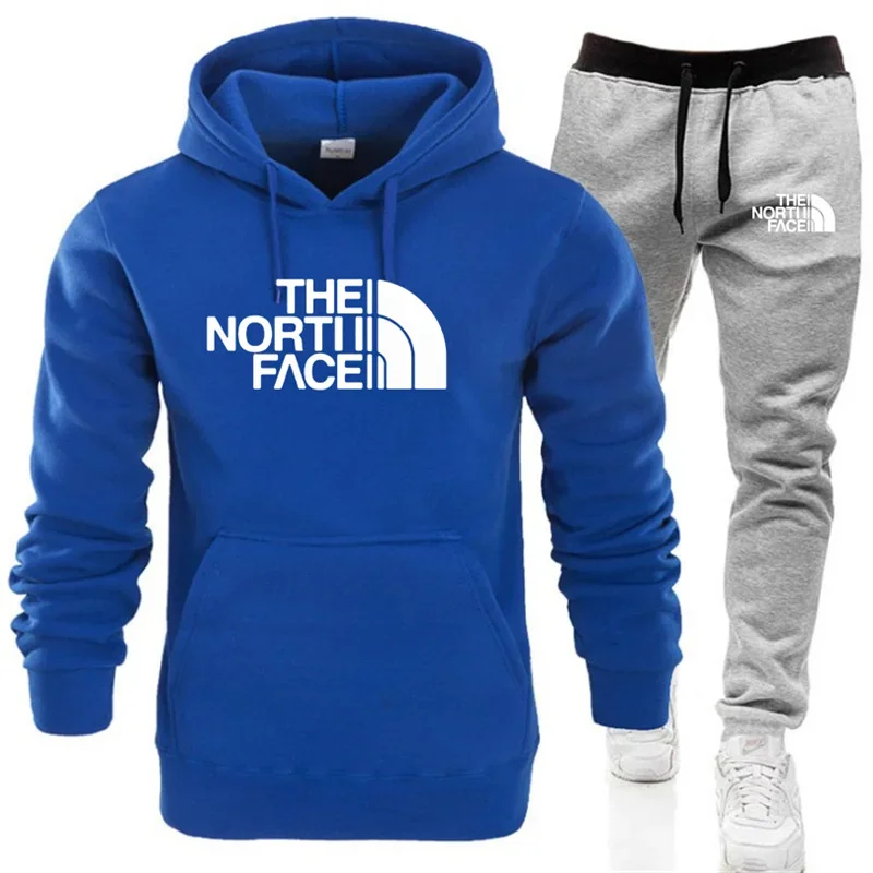 Conjuntos de sudadera con capucha de invierno para hombre, sudaderas con capucha rojas de lana a la moda, pantalones de marca negros, traje informal para correr, sudadera
