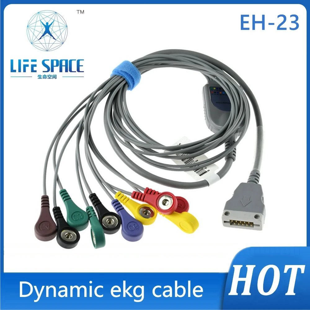 

Holter Cable ECG EKG Cable leads baihui 10 Leads Channel ECG Holter Monitoring Recorder System only Cable