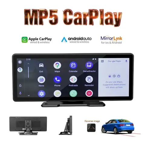 10.26 인치 자동차 모니터 무선 CarPlay/안드로이드 자동 HD 스크린 카메라 블루투스 FM 송신기 USB TF 비디오 플레이어