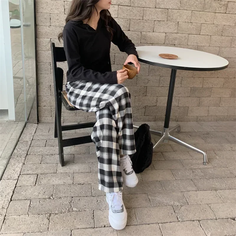 Mode Warme Plüsch Hosen Kaschmir Dicken Plaid Damen Winter Beiläufige Lose breitbeinig Hosen Koreanische Streetwear Studenten – Detail 26