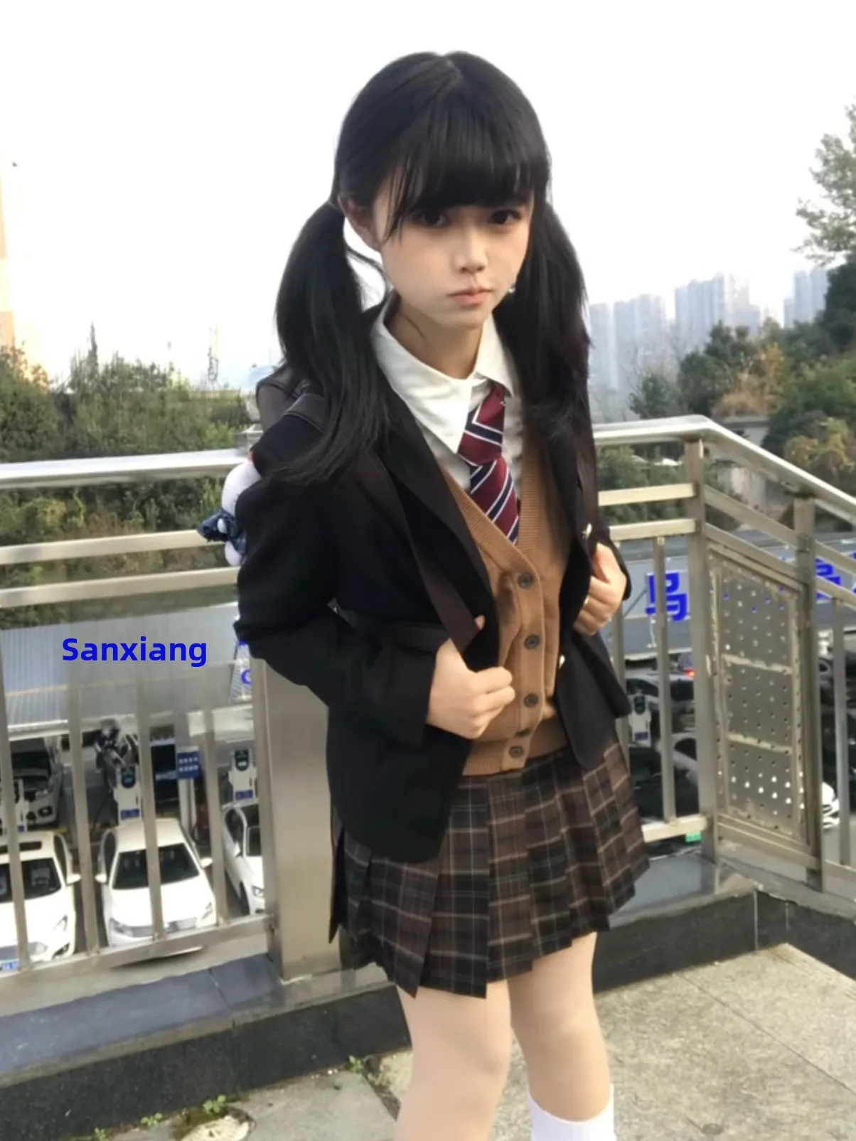 

Original Japanese Sle JK orm School Wind Double Button Top ade Student West Coat Long Sve Sweater Cardigan Set Women