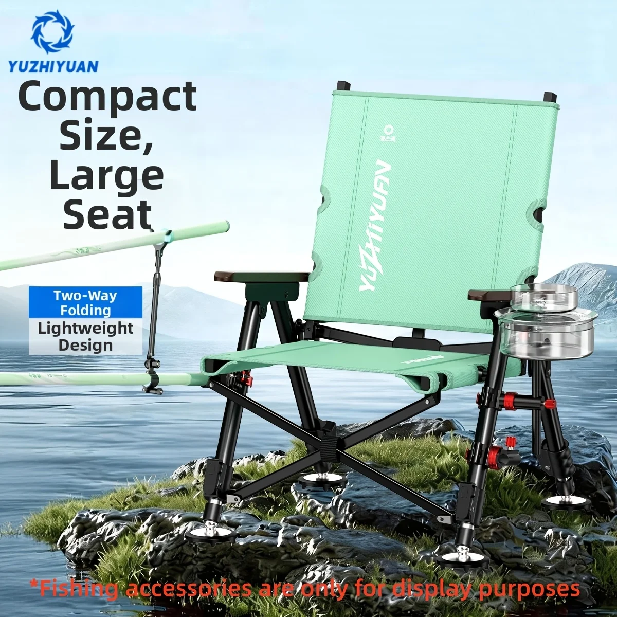 Foldable Outdoor Fishing Chair, Adjustable Legs & Backrest, Breathable Mesh Oxford Fabric, Multi-Terrain for Camping Picnic