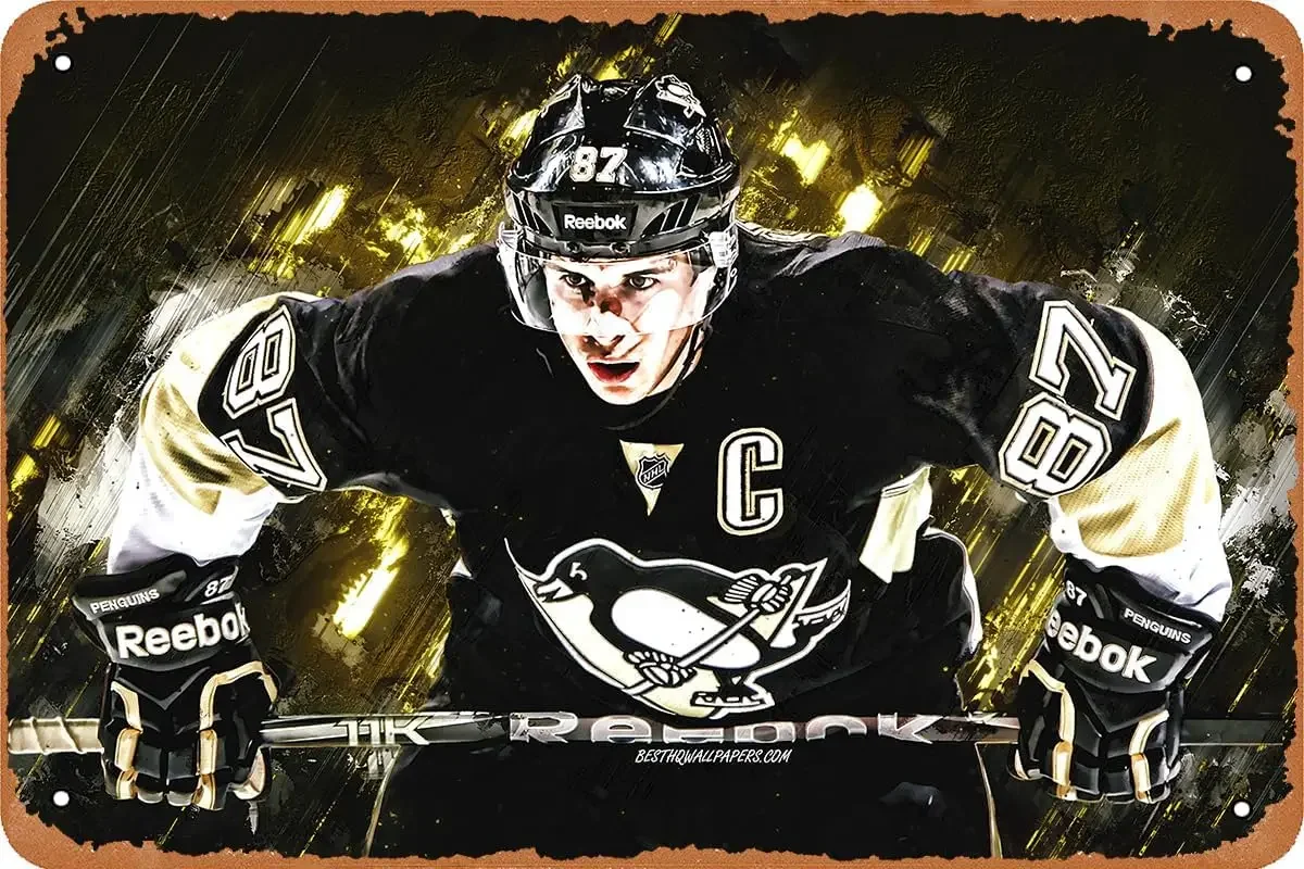 Sidney Crosby Poster Blechschild, Vintage-Stil, Metallschild für Wanddekoration, 20,3 x 30,5 cm
