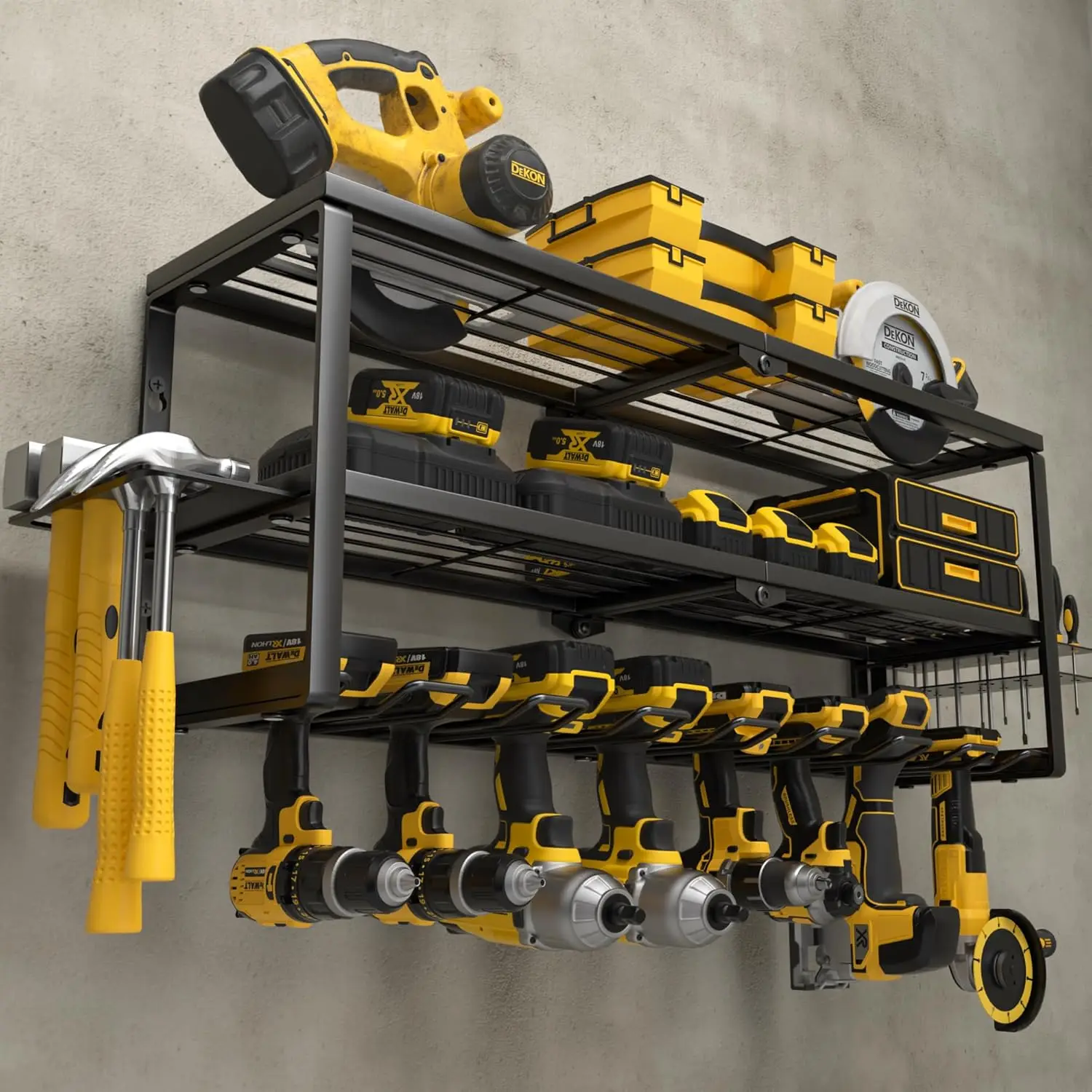 

Heavy Duty Power Tool Organizer Wall Mount Cordless Drill Hanger Storage Rack Battery Tools Holder with Charging Station