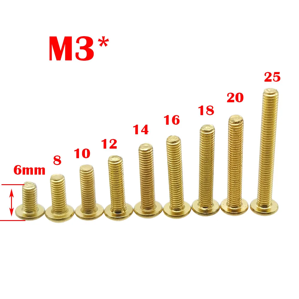 10pcs M3 Gold-plated Hexagon Socket Head Cap Screws Aeromodelling RC Drift Car Frame Grade High Strength Connection Fixing Screw