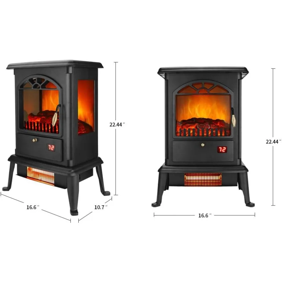 مدفأة كهربائية 22 سخان فرن بالأشعة تحت الحمراء قائم بذاته مع 3 رؤية جانبية وجهاز تحكم عن بعد وشاشة LED للحماية من الحرارة الزائدة لـ #3