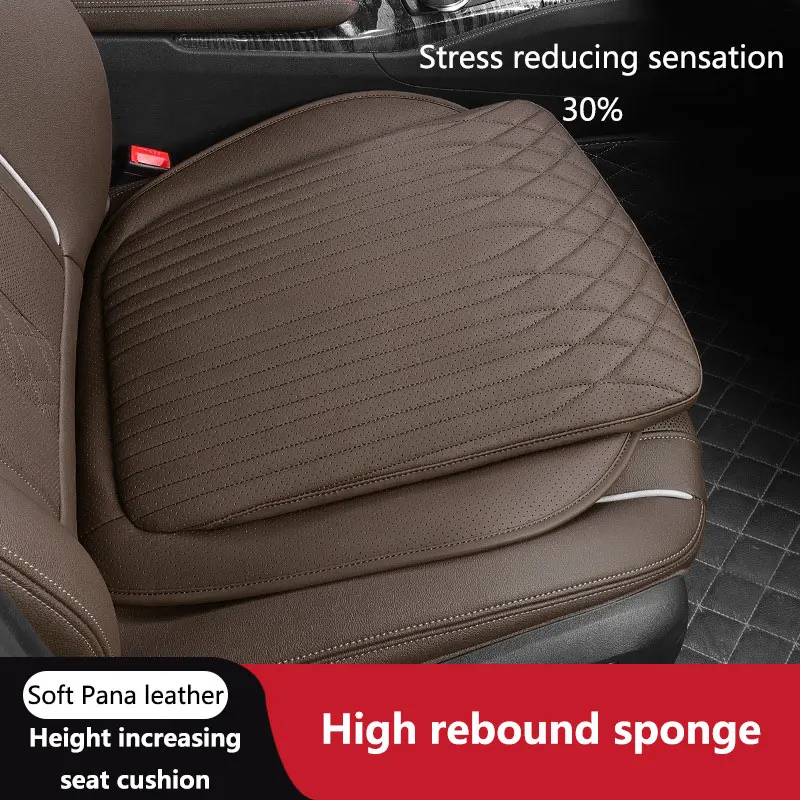 Car Seat Cushion All Season Universal Nappa Leather Driver's Front Seat Protective Cover Integrated Breathable Rear Seat Cushion