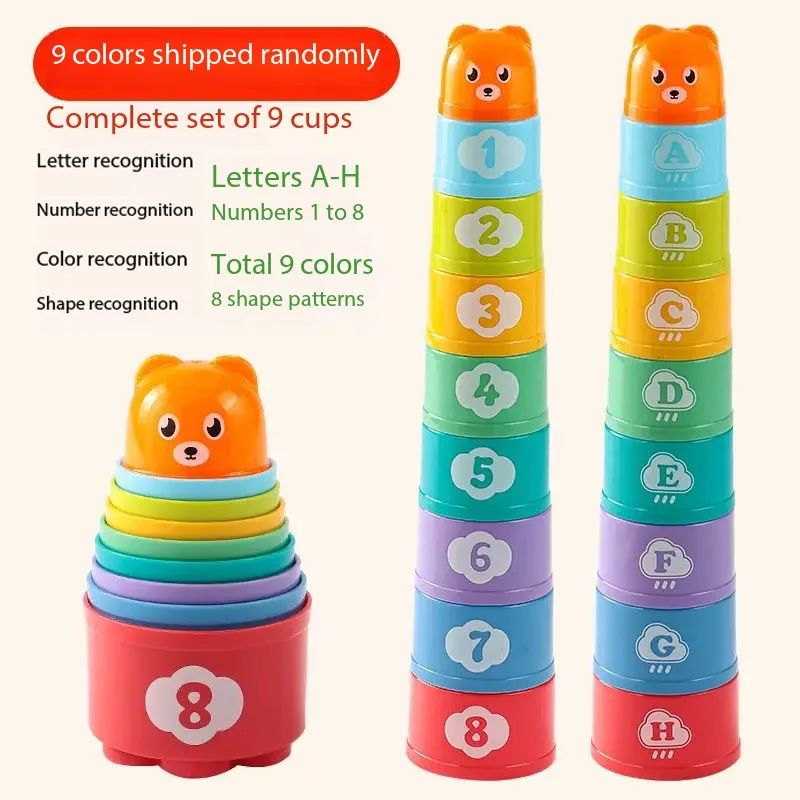 Hot Stacking Cups Fold Cup Early Education Sensory Puzzle Toy Learning while Playing Multi-cognition Indoor Outdoor Water Play