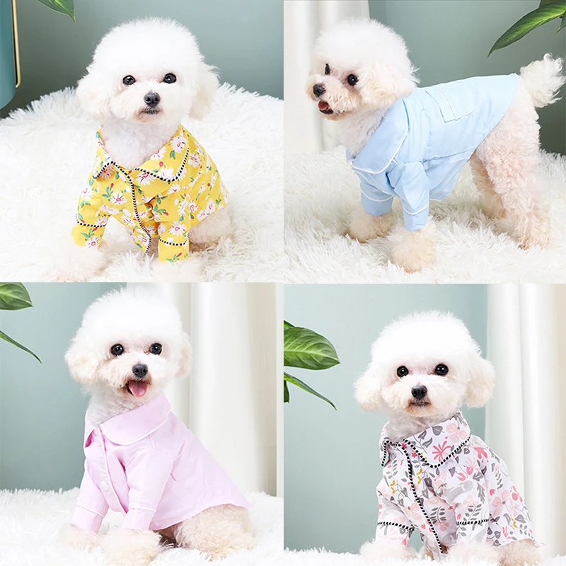 Luxury Pet Dog Pajamas Soft Silk French Bulldog Pajamas Pet Coat Clothing For Small Dogs Shih Tzu Puppy Cat Clothes XS-2XL