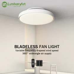 Invisible Bladeless LED Ceiling Fan Light 6speed Low Decibel Strong Wind Dimmable Variable Frequency Fan Light Home Electric Fan