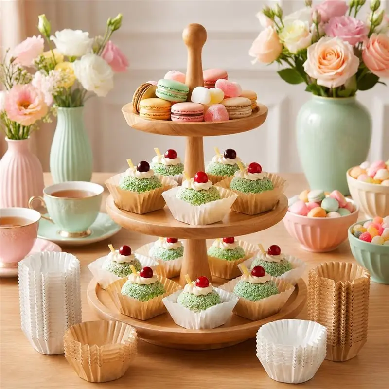 SYW-Square Mini Cupcake Liners 300PCS Baking Cups Disposable Muffin Pan Liners Brownies Paper