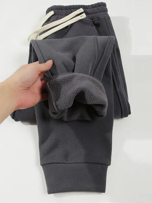 

Мужские утепленные спортивные брюки свободного кроя в стиле ретро, осенне-зимние, модные, японский стиль, с манжетами, длинные