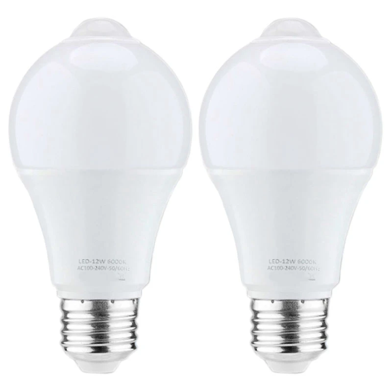 2X 12W Motion Sensor Light Bulb,Outdoor/Indoor Movement Activated Security LED Bulb,1000LM,E26/B22,3500K Warm White