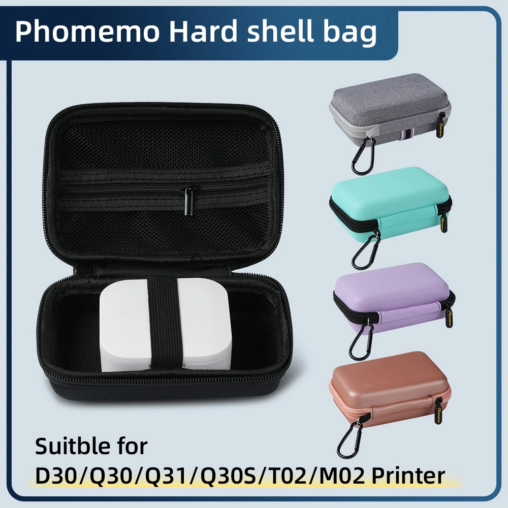 Label Printer Case Compatible with Phomemo Q30 D30 T02 NiiMbot D11 D110 Mini Printer Hard Carrying Container Storage Organizer