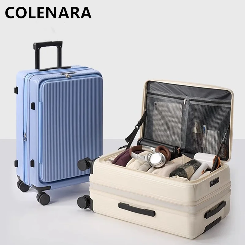 

COLENARA 20"22"24"26"28Inch USB Charging Suitcase ABS + PC Boarding Box Front Opening Laptop Trolley Case Large Capacity Luggage