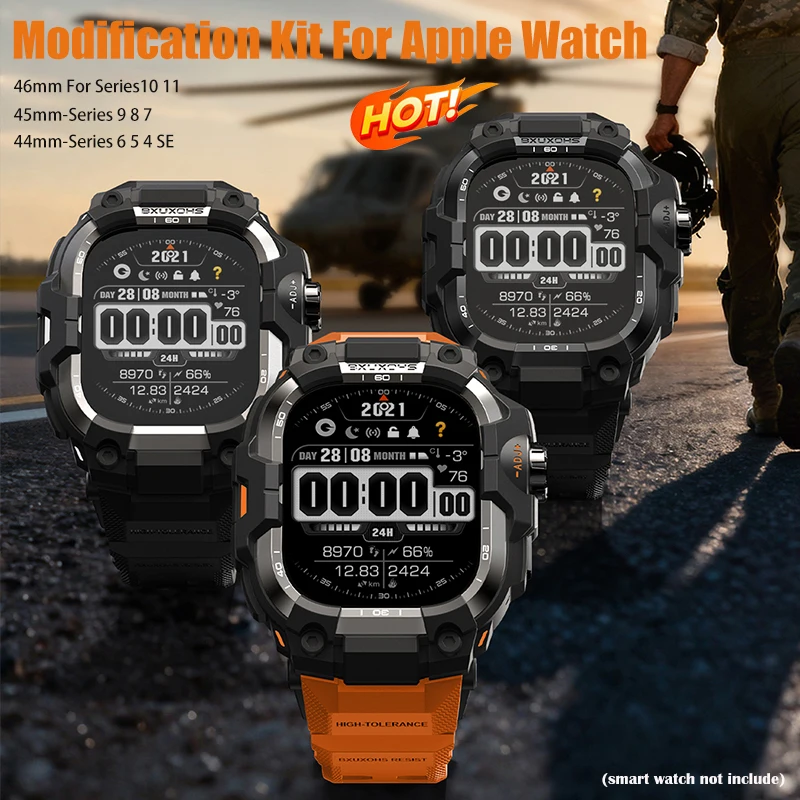 

New Design Mod Kit for Apple Watch 11 46mm 45mm 44mm TPU Band Refit Case for iWatch Series 10 9 8 7 6 SE 5 4 TPU Bracelet