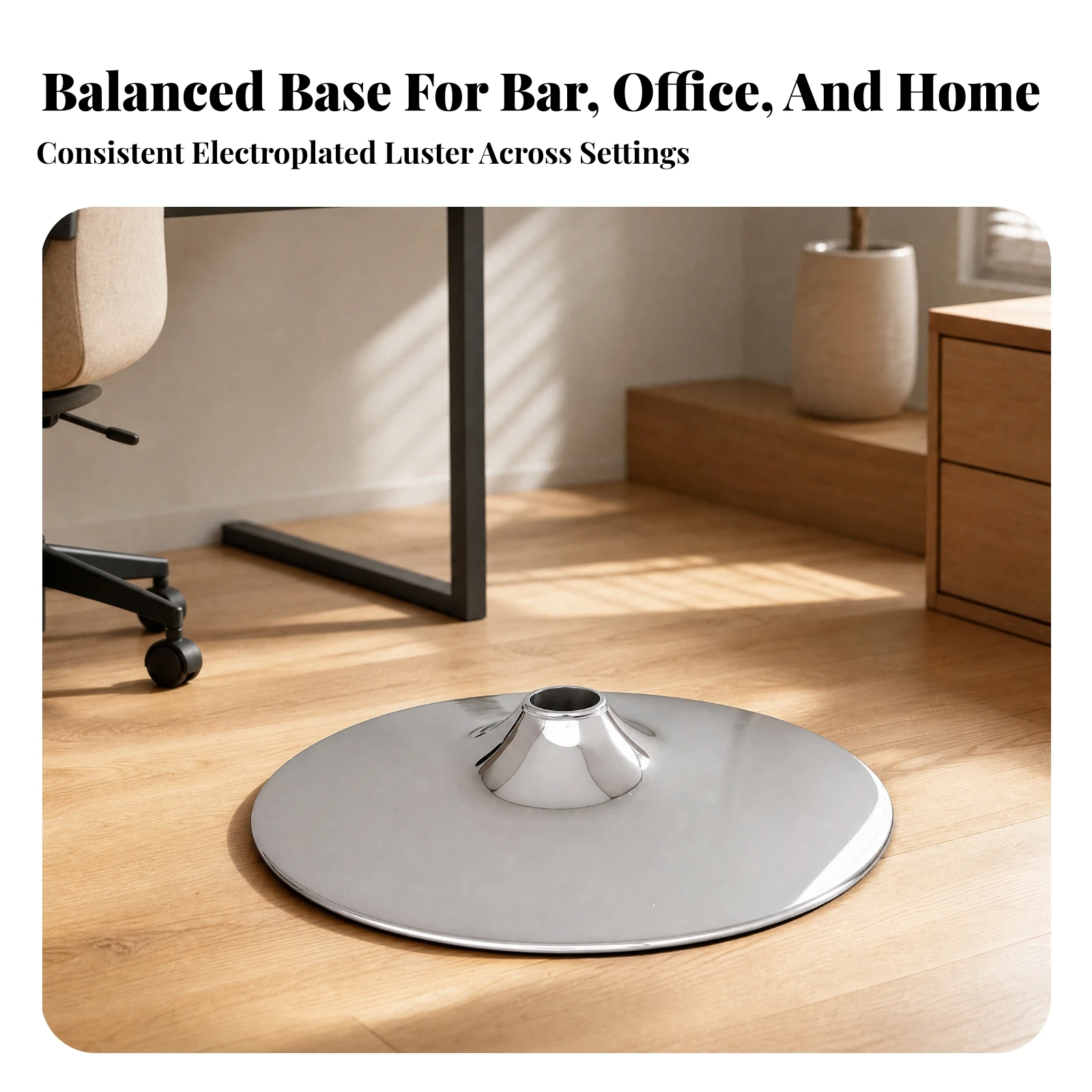 Polished Chrome Metal Seating Base Plate for Lift Chair and Bar Stool Universal Fit
