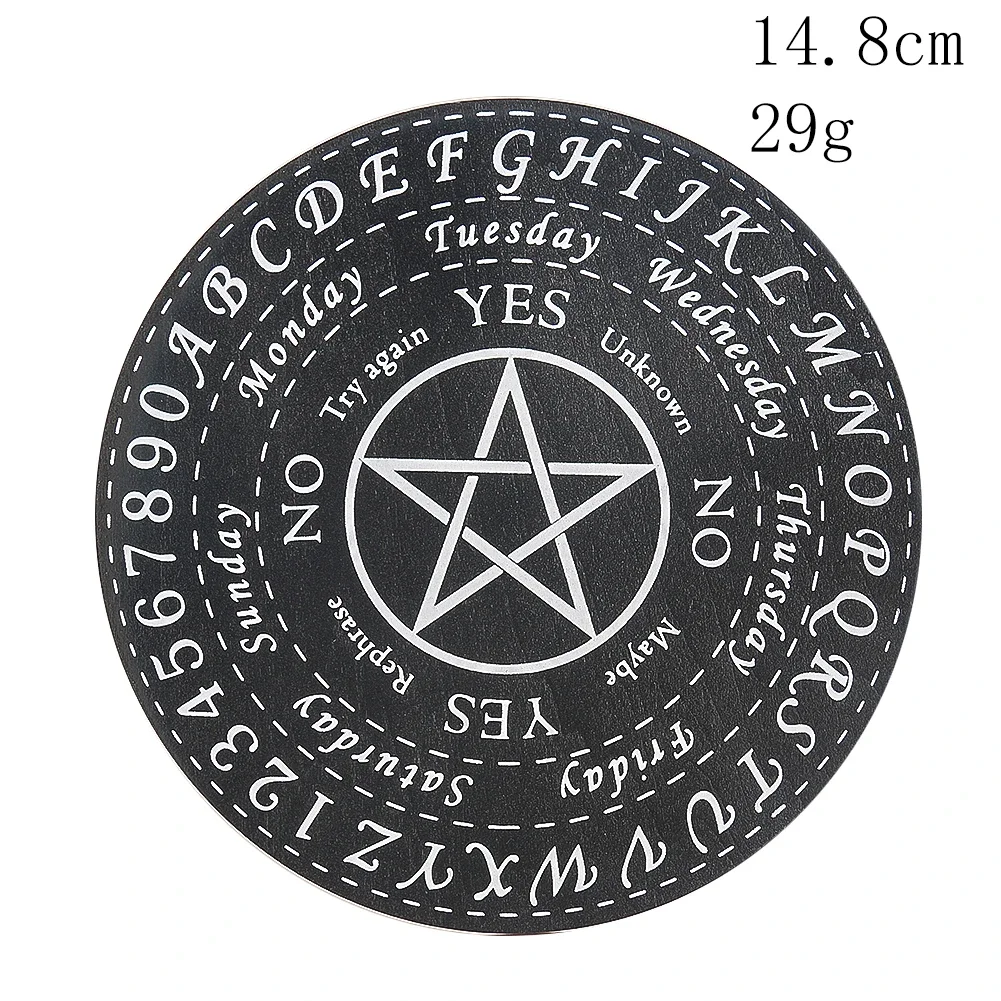 5.91in Wooden Pendulum Board Black White Stars Sun Moon Moth Devil Cat for Divination Message Board Metaphysical Meditation