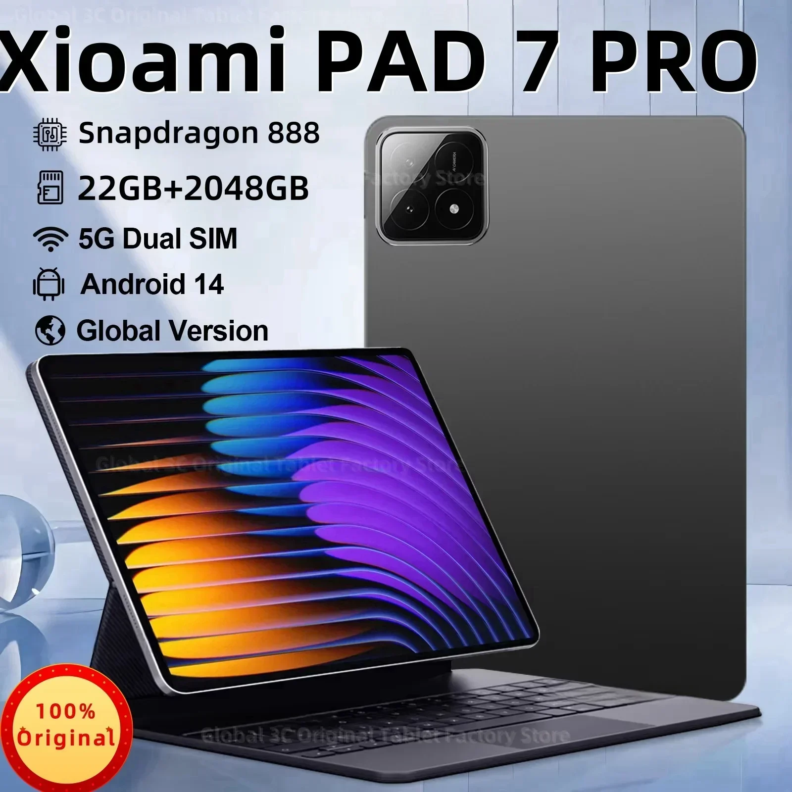 جهاز لوحي Xioami-Pad 7 Pro أندرويد ، إصدار عالمي ، أصلي ، بطاقة SIM مزدوجة ، مكالمة هاتفية ، واي فاي ، نظام تحديد المواقع ، HD ، 4K ، 14 mAh ، 22GB + 2T ، 11"