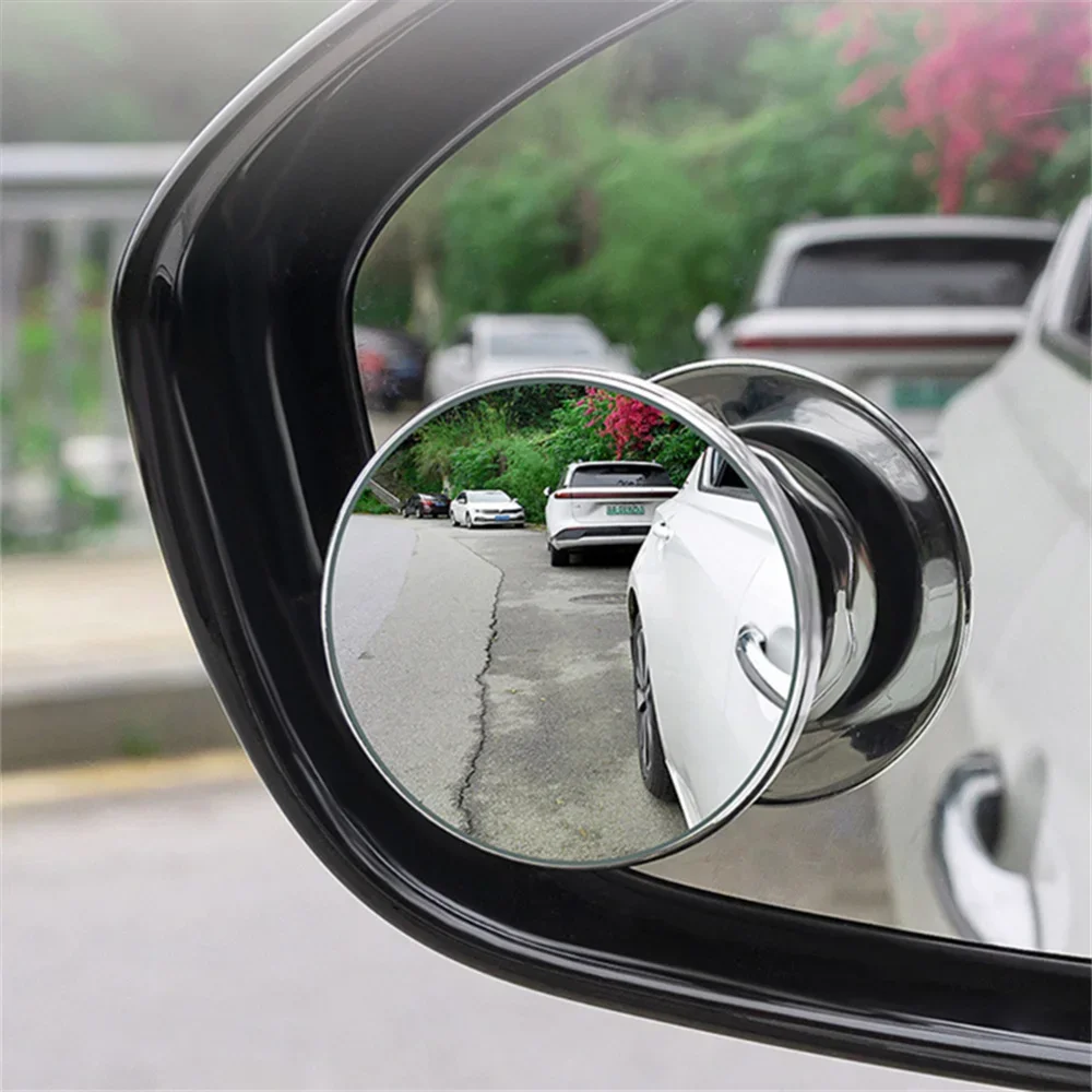 2pcs Car Blind Spot Convex Mirror New Suction Cup Mounted Auxiliary Rearview Mirror 360° Rotation Wide-Angle Small Round Mirrors