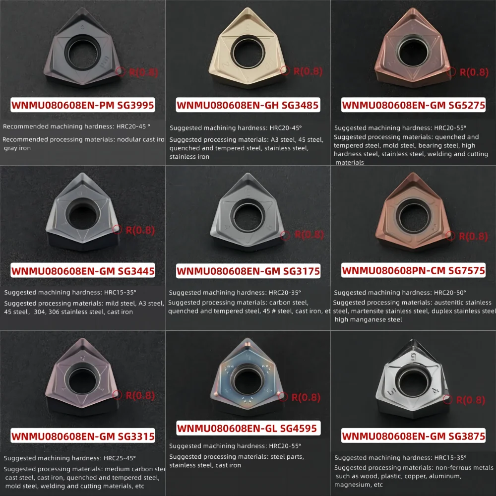 

WNMU080608 double-sided hexagonal 90 degree right angle fast feed MFWN WNMU carbide inserts Cast Iron milling cutter inserts