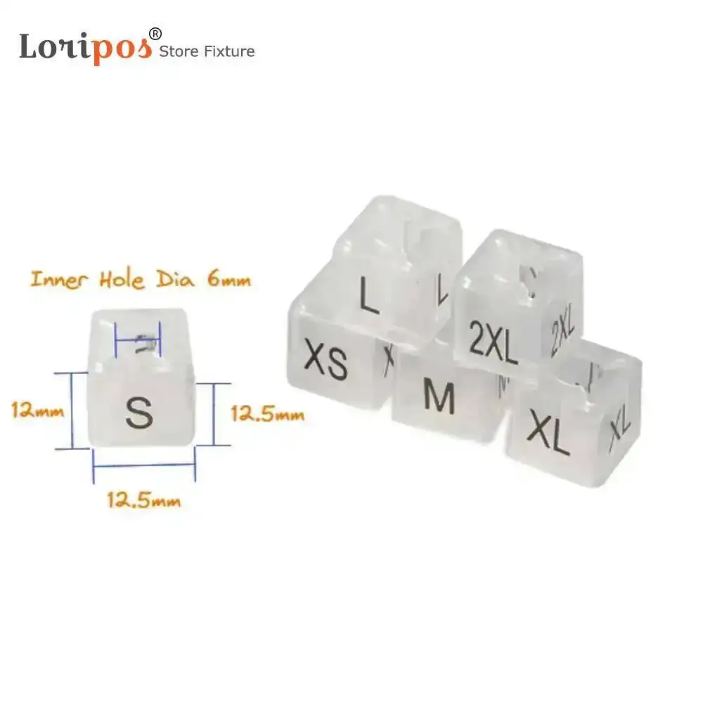 100 قطعة شماعات ملابس مربعة علامة XS S M L XL 2XL أحجام شماعات قضيب للملابس ترميز اللون الأسود