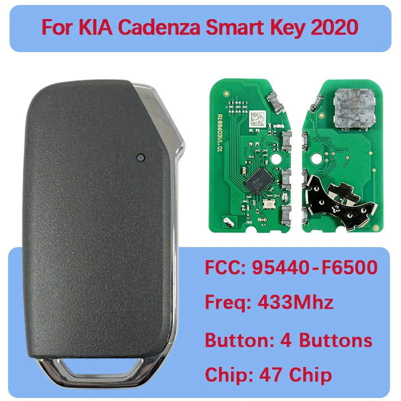 

CN051106 Aftermarket 4 Buttons Smart Key Fob 47 Chip 433Mhz FCC 95440-F6500 For KIA Cadenza 2019-2020
