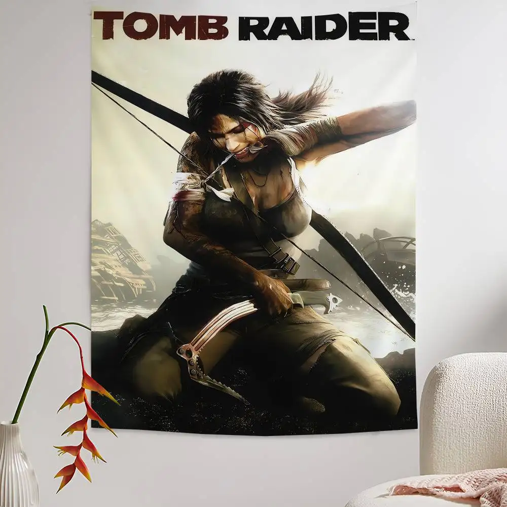 لارا كروفت تومب رايدر الكرتون نسيج الفن الخيال العلمي غرفة ديكور المنزل الجدار الشنق ديكور المنزل #1