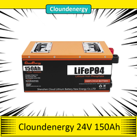 Cloudenergy 24V 150Ah LiFePO4 Battery Pack Backup Power, 3840Wh Energy, 6000+ Cycles, Built-in 100A BMS Support in Series/Parall