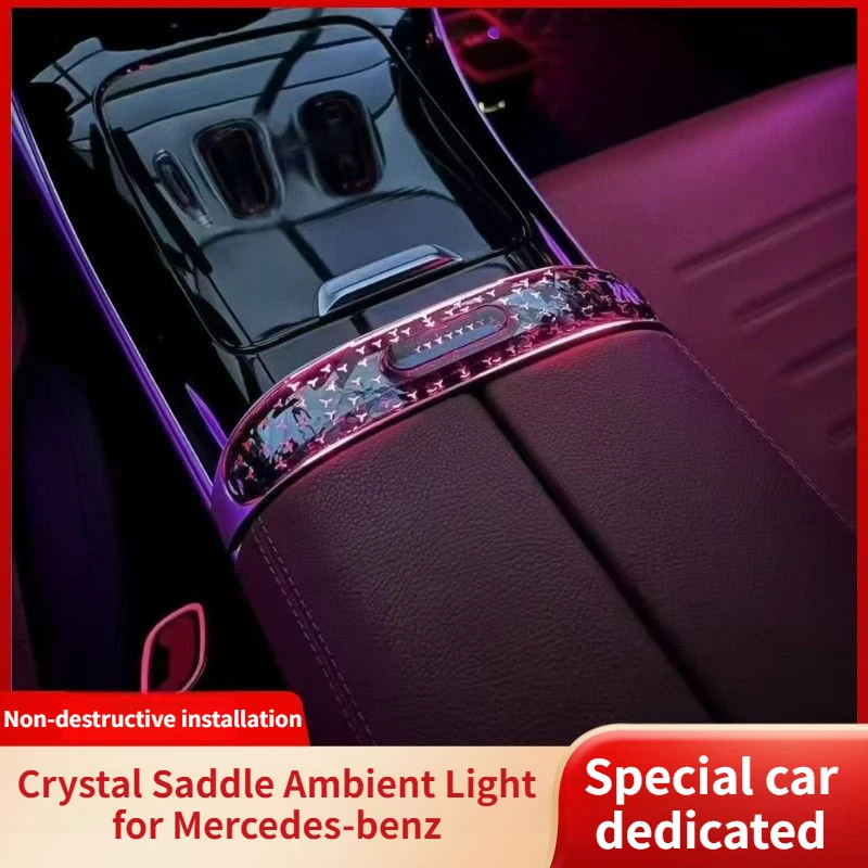 LED Center Console Crystal Saddle Light For Mercedes Benz C E Class W214 E300 W206 C300 GLC300 X254 Car Interior Ambient Lights