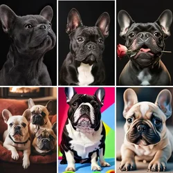 5D DIY Diamond Painting French Bulldog, Full Diamonds Cross Stitch Set, Frenchie Dogs Embroidery Pictures Diamond Art Art