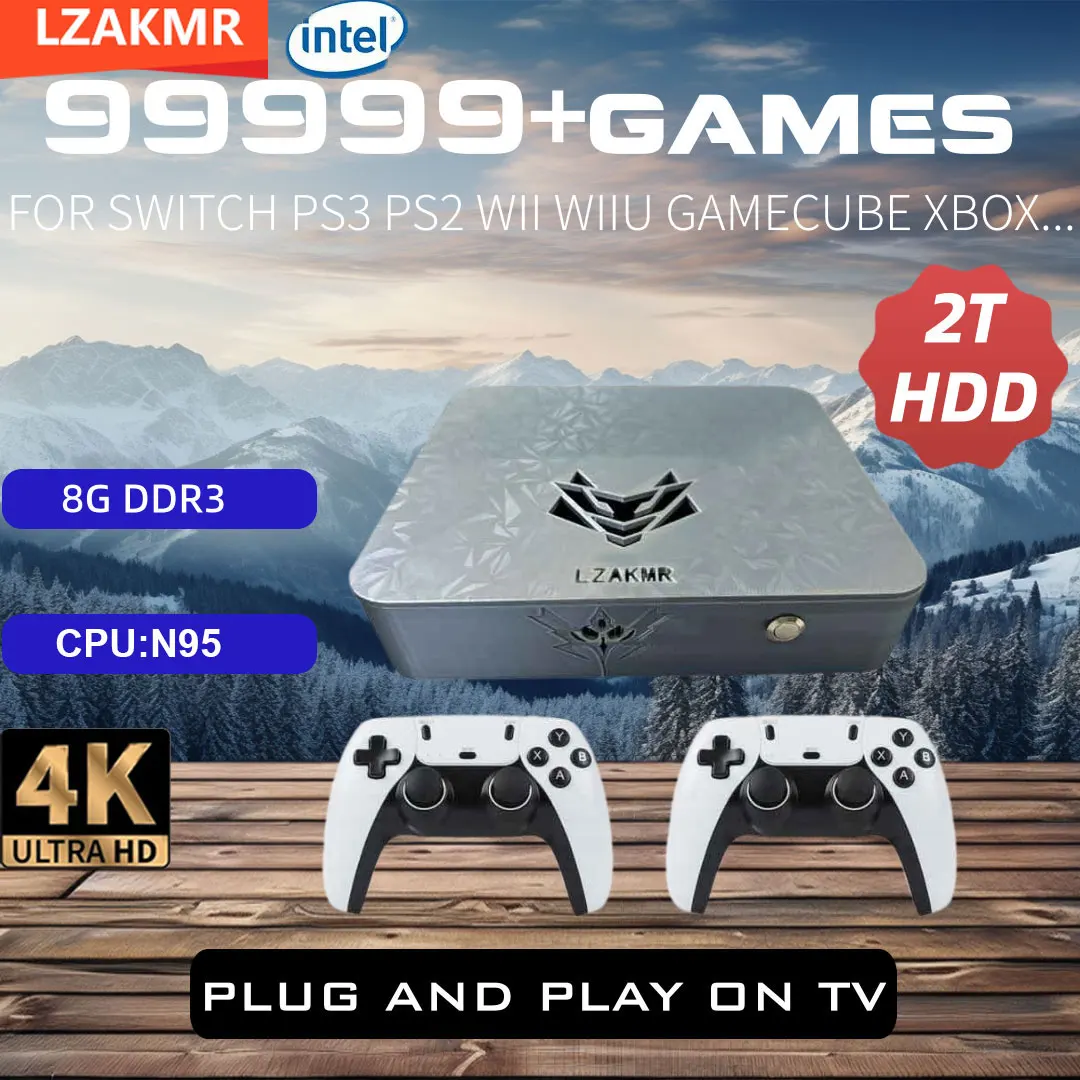 

New Upgraded Dual System Win11 2TB Game System AK1 Pro Game Box 99999+ Games 60+Emulators For SWITCH PS2 PS3 WII WIIU SS Saturn