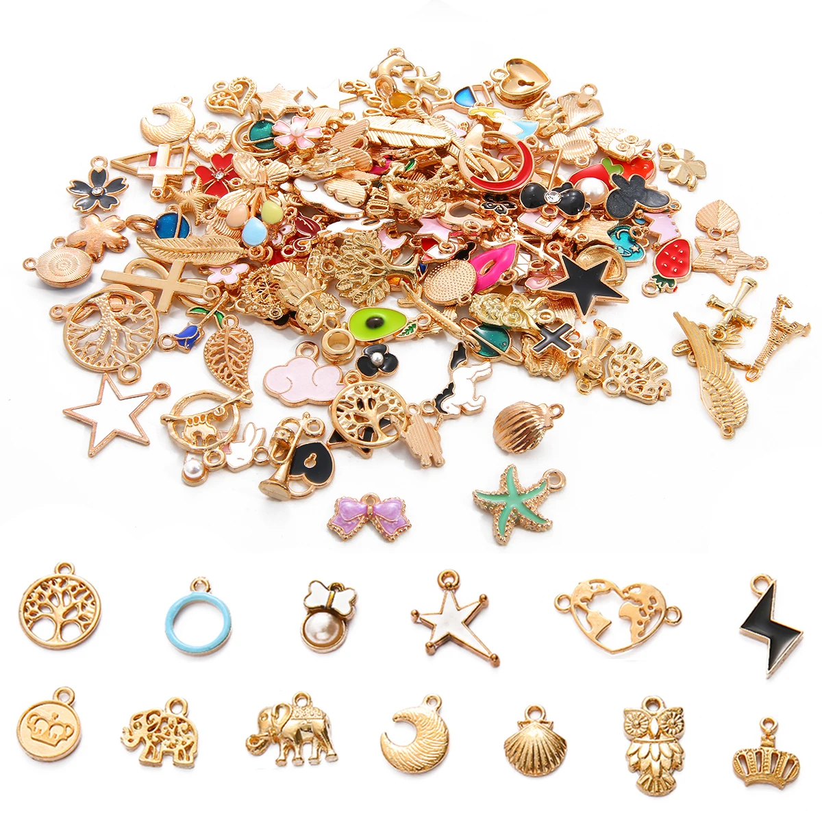 10pcs Drip Oil Alloy Small Pendant Mixed DIY Handmade Necklace Earrings Accessories Bracelet Pendant Materials Accessories