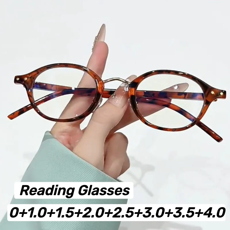 

New Anti-Blue Light Reading Glasses for Women Retro Style with Nose Pads Oval Frame High Definition Presbyopia Glasses