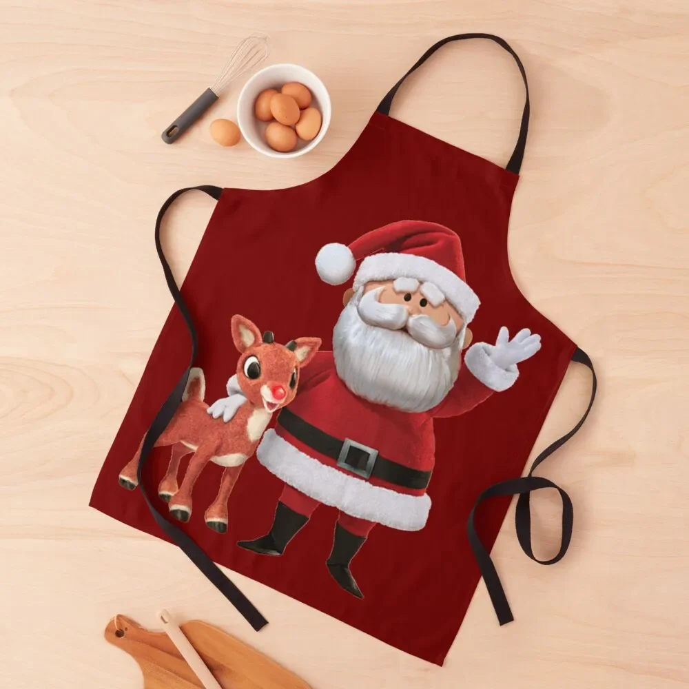 Santa and Reindeer | DreamscapesbyTeresa Apron Manicurists Cute Kitchen Accessories for women with pocket Women's Kitchen Apron