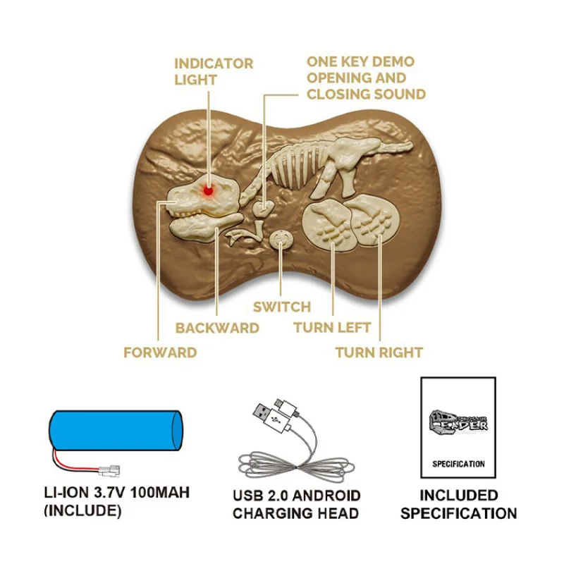 Baterías recargables de 2,4g para niños, juguete de dinosaurio que camina por control remoto, Dilophosaurus, regalo