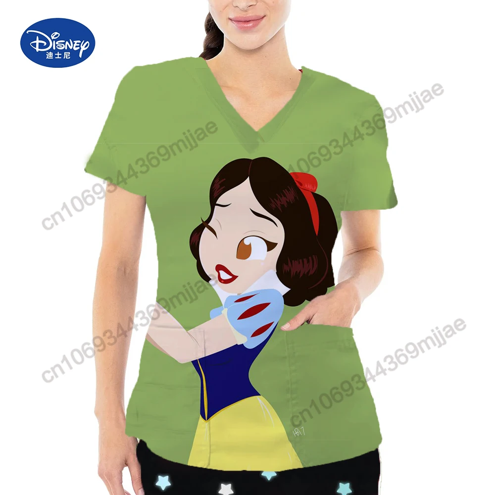 

Disney Pocket V-Neck Female Clothing Aesthetic Women's Blouses Women Summer 2023 Korean Y2k Tops Woman T-shirts Kawaii Clothes