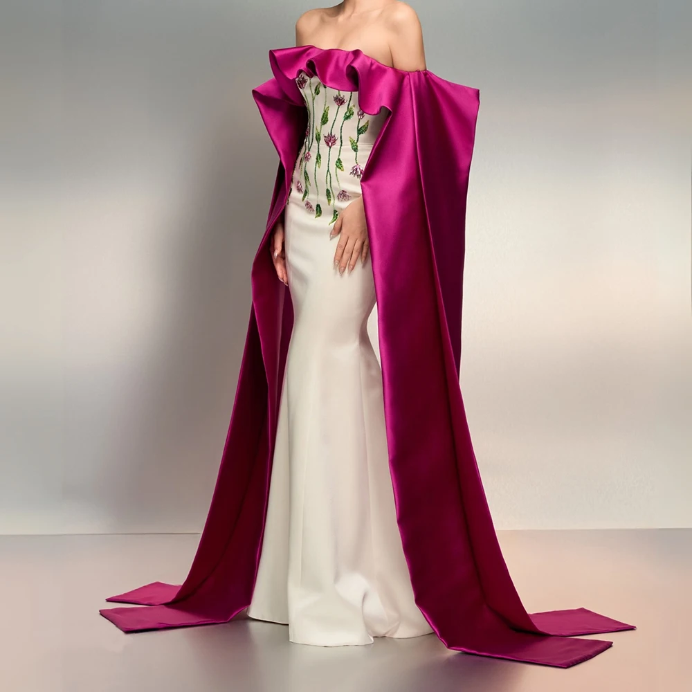 Customized A-line Evening Dresses Floor-length Off The Shoulder Sleeveless Prom Gown Fashion Sequined Crystal Draped Party Gown