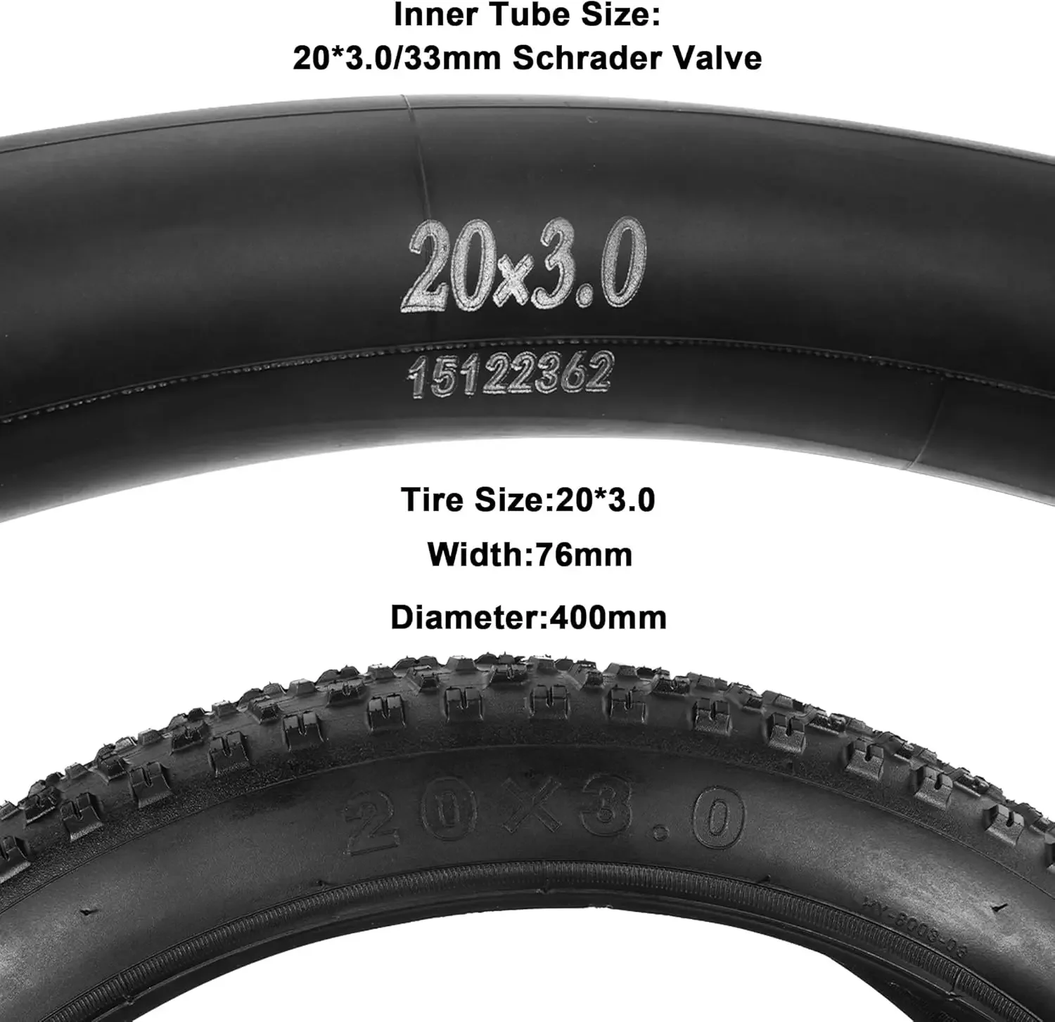 20x3 Bicycle Tires Foldable 20x3.0 (76-406), 20 Inch Bike Tire and Tube with AV Schrader ,and Removal Too