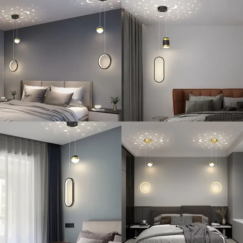 for Bedside chandelier Nordic light luxury modern minimalist creative living room background wall bedroom starry sky