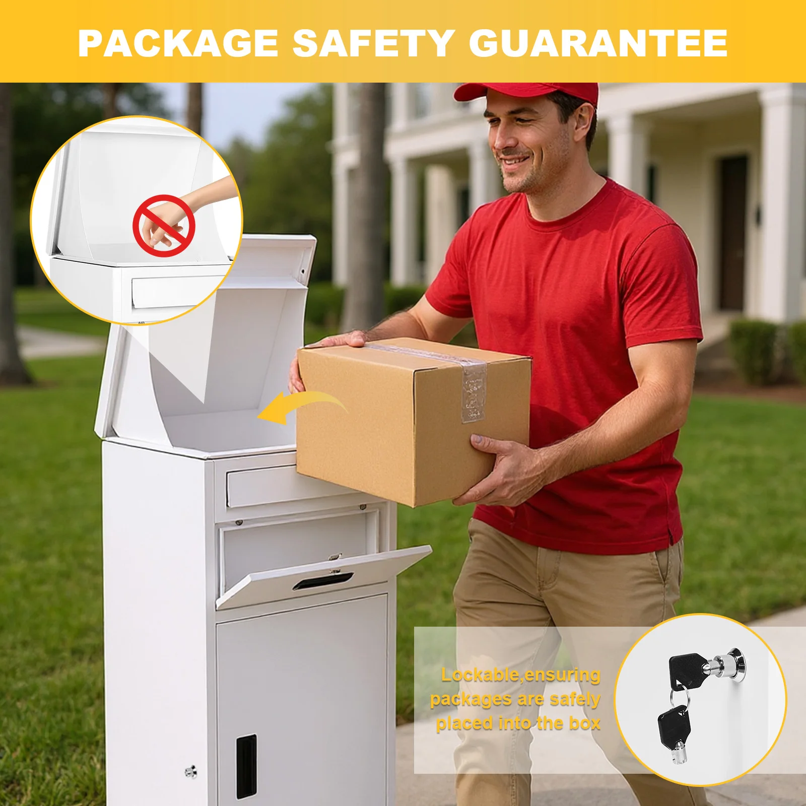 

Package Delivery Box Waterproof Anti-Theft Parcel Drop Boxes Rustproof Package Drop Container with Lock for Porch House Curbside