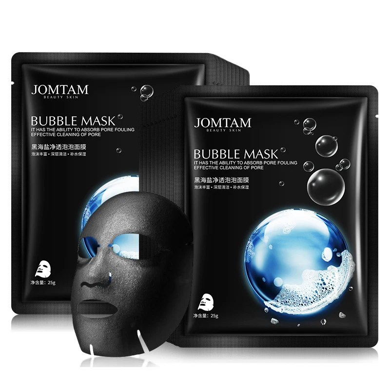 

10pcs Black Sea Salt Moisturizing Bubble Facial Mask Deep Cleansing Oil Control Shrink Pore Skin Care Face Mask Black Masks